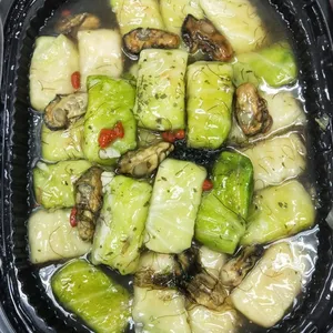 Braised Cabbage Roll with Dried Oyster and Fatt Choy Abalone Sauce