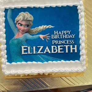 FROZEN PRINCESS (Size: 8 Inch (12-18 pax)) (Flavours: Vanilla) (Eggless: No) (Big Candles: 1) (Small Candles: 6)