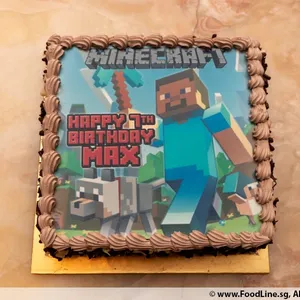 MINECRAFT BIRTHDAY (Size: 8 Inch (12-18 pax)) (Flavours: Chocolate) (Eggless: No) (Big Candles: 7) (Small Candles: 7)