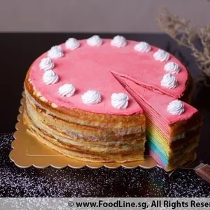 Rainbow Mille Crepe Cake (Size: 9 Inch)