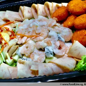 SEH Special Cold Platter Combo (Salad Prawns, Golden Breaded Scallop Thai style Gui Fei Abalone Sliced, Honey Chicken Ham)