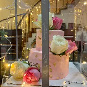 Rose Pink with Fresh Florals (Size: 4" + 6" (20 - 25 pax)) (Flavour: Earl Grey Lavender)