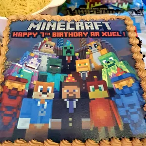 MINECRAFT FAMILY (Size: 8 Inch  (12-18 pax)) (Flavours: Chocolate) (Eggless: No) (Big Candles: 5) (Small Candles: 5)
