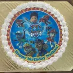 PAW TEAM BIRTHDAY (Size: 8 Inch (12-18 pax)) (Flavours: Vanilla) (Eggless: No) (Big Candles: 1) (Small Candles: 2)