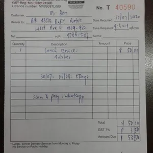Trial Tingkat - 3 Dishes + 1 soup/ 4 Dishes (5 days)