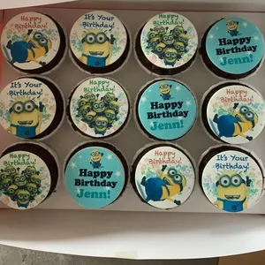 MINIONS CUPCAKES (Quantity: 12pcs) (Flavours: Chocolate) (Eggless: No) (Big Candles: 1) (Small Candles: 1)