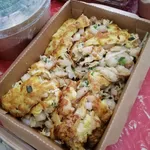 Carrot Cake Fried with Prawns, Chives and Beansprouts