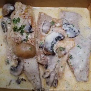 Baked Fish with Mushroom Cream Sauce