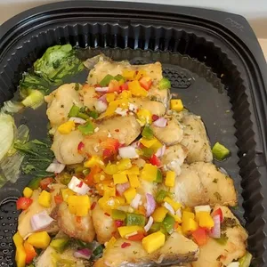 Grilled Seabass with Tangy mango Salsa