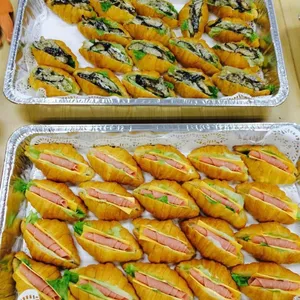 Gourmet Croissant with choice of fillings:(Chicken Ham & Cheese,Pesto Chicken,Grilled Mushrooms)