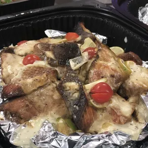 Baked Salmon with Lemon Butter Caper sauce