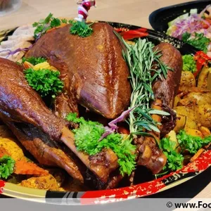 Roast Whole Turkey with Mushroom Stuffing and Cranberry Sauce