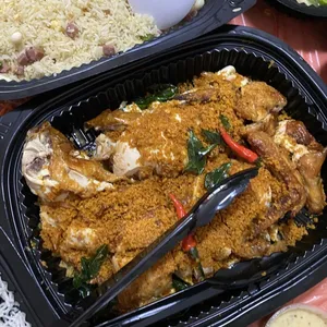 Crispy Butter Roasted Chicken with Double Salted Egg Crumble 金沙咸蛋烧鲜鸡