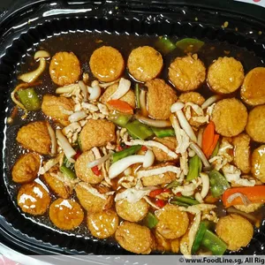 Braised Egg Tofu with Shredded Chicken in Oriental Mushroom Broth 鸡汁野菌焖豆腐