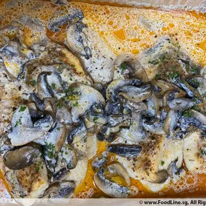 Baked Fish with Mushroom Cream Sauce