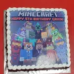 MINECRAFT FAMILY (Size: 8 Inch (12-18 pax)) (Flavours: Blackforest) (Eggless: No) (Big Candles: 1) (Small Candles: 9)
