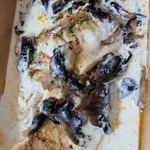 Baked Fish with Mushroom Cream Sauce