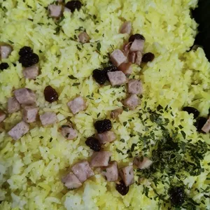 Greek Style Lemon Rice Pilaf with Smoked Turkey Ham