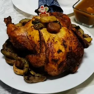 Stuffed Christmas Chicken with Gourmet Sauce