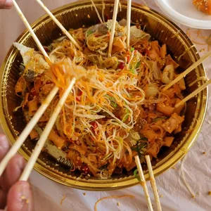 Amici Salmon Yu Sheng<br>
<i>Tea Smoked Norwegian Salmon, Jack's Fruit, Longan, Pomegranate, Crispy Fish Skin and Condiments</i>