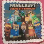 MINECRAFT FAMILY (Size: 8 Inch (12-18 pax)) (Flavours: Blackforest) (Eggless: No) (Big Candles: 1) (Small Candles: 9)