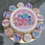 TCB11 Pony Adventure (Size: Classic (7" Cake + 12 Cupcakes)) (Eggless: No) (Flavour: Vanilla) (Big candles: None) (Small candles: 5) (Message on Complimentary Gift Card: Yes (do write the message in the ordering form, under comments box)) (Message On Cake: (Short & Sweet): Yes (do write the message in the ordering form, under comments box))