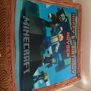 Minecraft Warrior (Size: 9 inch) (Flavours: Chocolate) (Big candles: None) (Small candles: 6) (Message on Complimentary Gift Card: No) (Message on Cake (Short & Sweet): Yes (do write the message in the ordering form, under comments box))