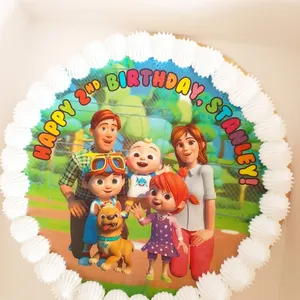 TPC25 Coco Family (Size: 7 Inch) (Eggless: No) (Base Color: White) (Flavour: Cookies and cream) (Big candles: 2) (Small candles: None) (Message on Complimentary Gift Card: No) (Message On Cake: (Short & Sweet): Yes (do write the message in the ordering form, under comments box))