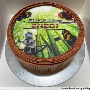 Ninjago Celebrates (Size: 7 inch) (Flavours: Cookies and cream) (Big candles: None) (Small candles: 5) (Message on Complimentary Gift Card: No) (Message on Cake (Short & Sweet): Yes (do write the message in the ordering form, under comments box))