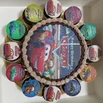 TCB16 Cars Bundle (Size: Classic (7" Cake + 12 Cupcakes)) (Eggless: No) (Flavour: Chocolate) (Big candles: None) (Small candles: 9) (Message on Complimentary Gift Card: No) (Message On Cake: (Short & Sweet): No)