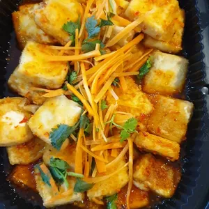 Golden Tofu with CNY sauce
