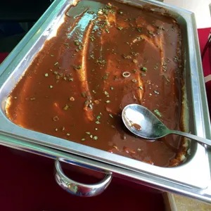 Homemade Ceamy Mashed Potatoes Served with Brown Gravy