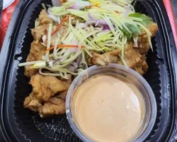 香炸鱼片拼青木瓜奶油酱Battered Fish Fillet with Cured Green Papaya Fizzy Aioli | Customer Photo | Stamford Catering