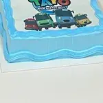 Little Bus Birthday (Size: 9 inch) (Flavours: Chocolate) (Big candles: None) (Small candles: 3) (Message on Complimentary Gift Card: No) (Message on Cake (Short & Sweet): Yes (do write the message in the ordering form, under comments box))