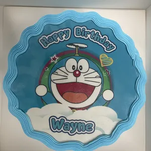 Doremon Birthday (Size: 9 inch) (Flavours: Chocolate) (Big candles: None) (Small candles: 9) (Message on Complimentary Gift Card: No) (Message on Cake (Short & Sweet): Yes (do write the message in the ordering form, under comments box))