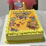 TPC18 Pokkemon Love (Size: 7 Inch) (Eggless: No) (Base Color: Yellow) (Flavour: Strawberry) (Big candles: 4) (Small candles: 4) (Message on Complimentary Gift Card: No) (Message On Cake: (Short & Sweet): Yes (do write the message in the ordering form, under comments box))