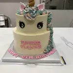 Unicorn Buttercream Cake (Size: 6" + 8" 2-tier (Classic Flavour) (For 22-26 Pax)) (Flavour: Fudgy Chocolate (most popular!)) (Add-on Desserts: None) (Add-on Balloons: None)
