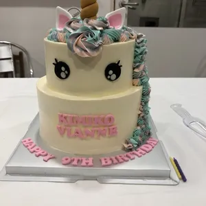 Unicorn Buttercream Cake (Size: 6" + 8" 2-tier (Classic Flavour) (For 22-26 Pax)) (Flavour: Fudgy Chocolate (most popular!)) (Add-on Desserts: None) (Add-on Balloons: None)