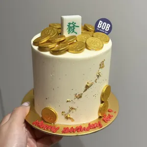 Lucky FA Fortune Mahjong Mini Cake (Size: 4" diameter petite mini cake) (Flavour: Signature Pandan Ondeh Ondeh Cake)