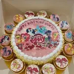 TCB11 Pony Adventure (Size: Deluce (9" Cake + 14 Cupcakes)) (Eggless: No) (Flavour: Vanilla) (Big candles: 2) (Small candles: None) (Message on Complimentary Gift Card: No) (Message On Cake: (Short & Sweet): Yes (do write the message in the ordering form, under comments box))