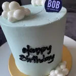 Dusty Pastel Blue Clouds Mini Cake (Size: 4" diameter petite mini cake) (Flavour: Signature 55% Belgian Chocolate Cake)
