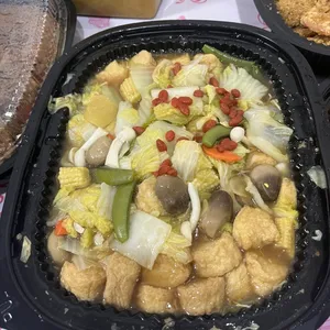Braised Egg Beancurd and Vegetables in Silky Egg Gravy