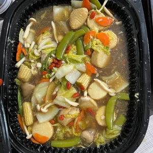 Braised Egg Beancurd and Vegetables in Silky Egg Gravy