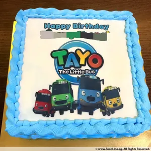 Little Bus Birthday (Size: 7 inch) (Flavours: Strawberry) (Big candles: 6) (Small candles: None) (Message on Complimentary Gift Card: No) (Message on Cake (Short & Sweet): Yes (do write the message in the ordering form, under comments box))