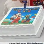 Mario & Luigi (Size: 9 inch) (Flavours: Vanilla) (Big candles: None) (Small candles: 7) (Message on Complimentary Gift Card: No) (Message on Cake (Short & Sweet): Yes (do write the message in the ordering form, under comments box))