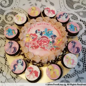 1x Pony Adventure @$78.9 (Size : Classic (7 Inch Cake + 12 Cupcakes)) (Eggless?: No) (Big Candles : 3) (Small Candles : 3)