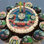 1x Thomas Party @$78.9 (Size : Classic (7 Inch Cake + 12 Cupcakes)) (Eggless?: No) (Big Candles : 2) (Small Candles : 9)