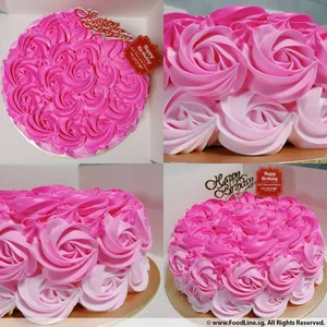1x Rosette Pink @$38.9 (Size : 7 Inch (7-10 pax)) (Flavours : Chocolate) (Eggless: No) (Big Candles : 1) (Small Candles : 8)