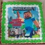 1x MINECRAFT BIRTHDAY @$58.9 (Size : 10.5 Inch (20-28 pax) +$19.00) (Flavours : Vanilla) (Eggless : No) (Big Candles : 8) (Small Candles : 8)