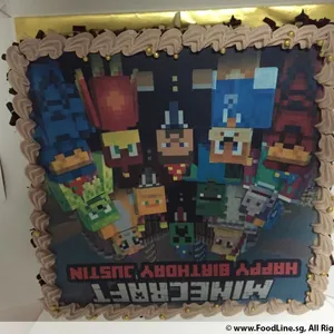 1x MINECRAFT FAMILY @$58.9 (Size : 9 Inch (12-18 pax)) (Flavours: Chocolate) (Eggless: No) (Big Candles : 2) (Small Candles : 8)